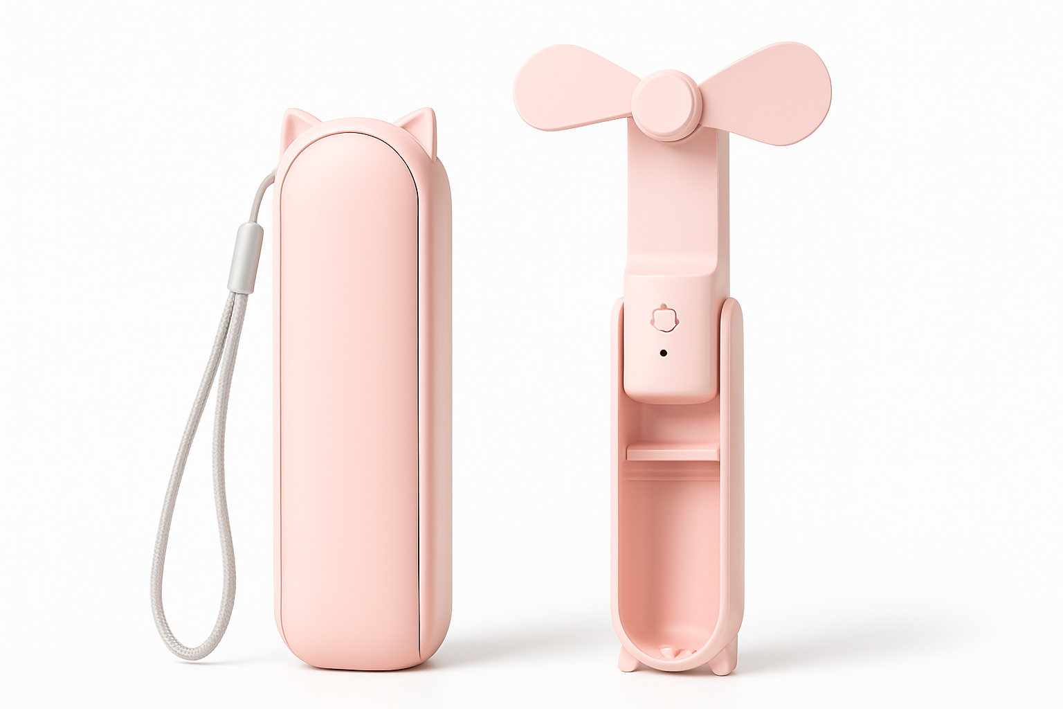Ventilateur portable rose avec design oreilles de chat