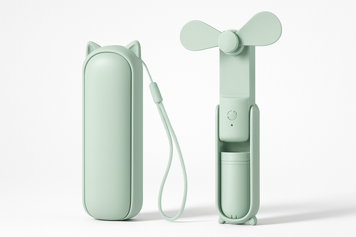 Ventilateur portable vert menthe avec design oreilles de chat